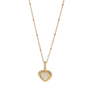 Elegant gold bead chain necklace with white heart shell pendant for women jewelry