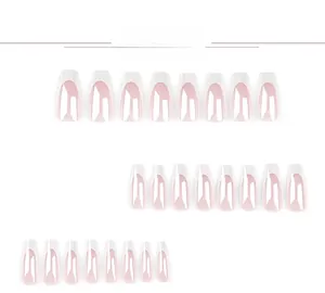 Détails de 24 pièces de faux ongles press-on style french manucure ballerine