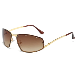Fashion square cat-eye sunglasses with gradient lenses and silver rhinestone accents