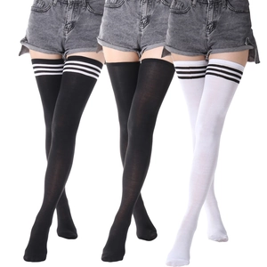 Chaussettes Hautes Femme Au-Dessus Du Genou Extra Longue Coton Élasthanne Rayé Style Varsity Athlétique Preppy