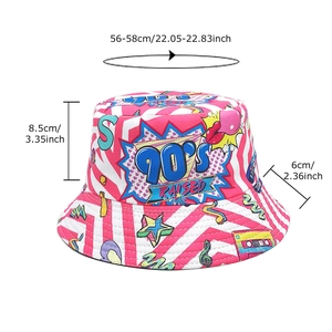 Bob réversible rose style bande dessinée des années 90 avec mesures de 56-58cm