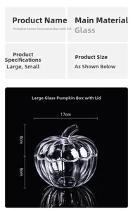 Macro shot of large glass pumpkin-shaped decorative storage jar with detailed lid