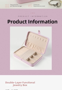 Pink PU leather double-layer jewelry box showing inner hooks and ring slots