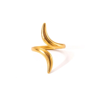 Detail of adjustable gold snake ring featuring a premium brushed matte metallic finish