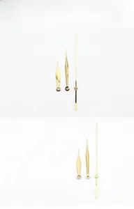 Detailed view of model 406 high-gloss golden aluminum clock hands set with 145# specs