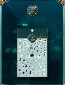 Detail view of cartoon sheep nail art stickers with moon and stars in Pro packaging