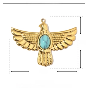 Detailed size chart for eagle pendant in stainless steel with natural stone inlay