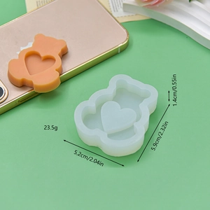 DIY Heart Bear Silicone Mold for Chocolate and Fondant, dimensions 5.9x5.2x1.4cm