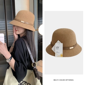 Cappello a Secchiello in Puro Cotone da Donna Protezione UV Parasole Cappello da Pescatore con Fibbia Elegante Estivo