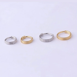 Double row geometric stainless steel nose rings in silver and gold seamless finishes