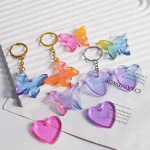 Moules en résine papillon et cœur avec pendentifs en acrylique dégradé pour porte-clés