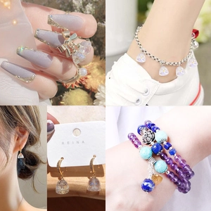 8mm crystal bell pendants and bow ring set with beads jewelry accessories in use