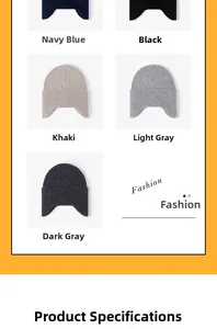 Selection of knitted beanies with earflaps in navy, black, khaki, and grey colors
