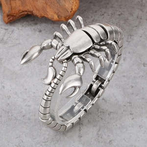 Vintage silver scorpion king bracelet in punk style made of high quality titanium steel