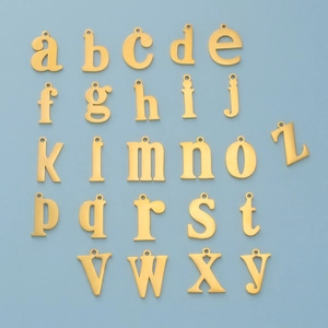 Lowercase English Alphabet Letter Pendant Charm Stainless Steel Mirror Polished Jewelry Making Finding Necklace Bracelet