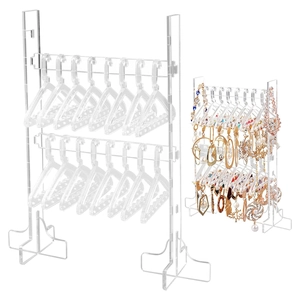 Transparent Acrylic Earring Jewelry Display Stand With Mini Hangers Double Layer Desktop Storage Organizer For Studs