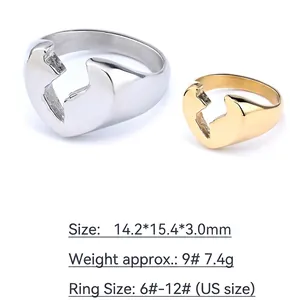 Minimalist stainless steel broken heart rings in gold and silver finish for couples