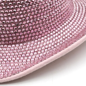 Pink cowboy hat with glittering rhinestones for women's party and festival wear