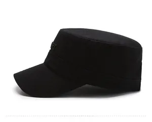 Detail view of the black cadet hat featuring a grey 3D embroidered SPORT logo and stitching
