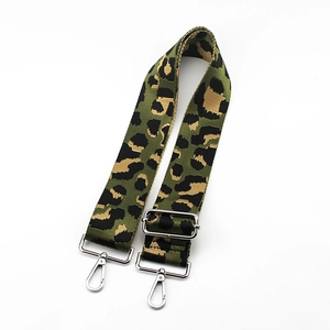 Adjustable leopard print wide shoulder strap with silver metal buckles for crossbody bags