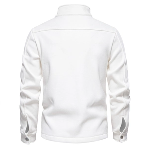 Rear view detail of white waffle knit cardigan showing fabric texture and cuffs