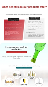 FDA food-grade green silicone wine stopper with space-saving concave design for leakproof seal