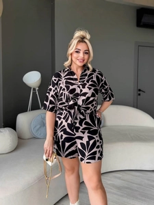 Ensemble d'intérieur fleuri pour femme avec chemise courte et short taille haute