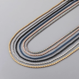 Twist Rope Chain Necklace Stainless Steel Minimalist Hip Hop Jewelry For Men Unisex