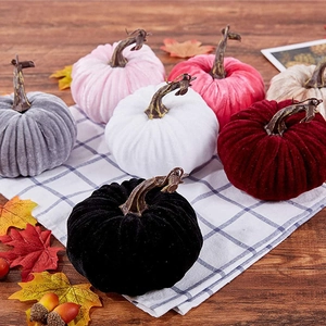 Assorted velvet harvest pumpkins in multi-colors for Thanksgiving and home decor