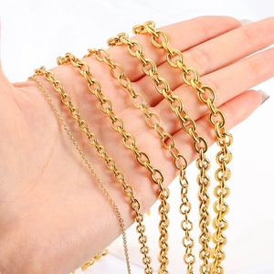 Golden stainless steel oval link chain in six sizes for DIY jewelry making