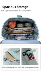 Interior view showing large capacity main compartment, laptop sleeve and iPad pocket