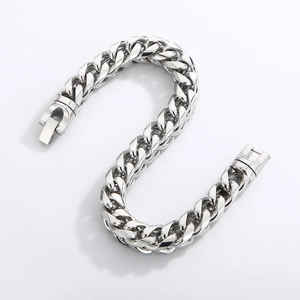 Classic silver stainless steel dragon bone chain bracelet for men with polished finish