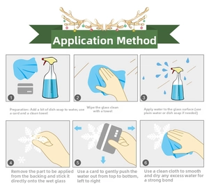 Step-by-step installation guide for Christmas snowflake static window stickers using wet method