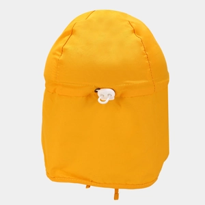 Bright yellow waterproof sun protection hat with adjustable drawstring and neck flap