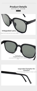 Details der faltbaren Sonnenbrille mit integrierten Gläsern, Nasenpads und Bügeln