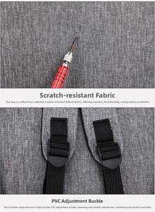 Detail of scratch-resistant grey Oxford fabric and durable PVC strap buckles