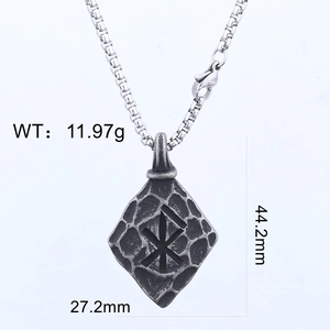 Detailed size and weight specs for vintage silver Viking rune necklace with pendant dimensions