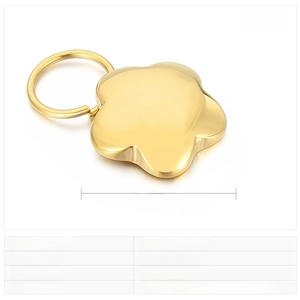 Detail of 22x15mm golden stainless steel flower pendant with dimensions and weight specs