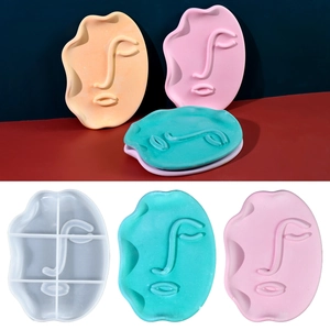 Stampo In Silicone A Forma Di Viso Distorto Astratto Per Vassoio In Resina Di Gesso Fai Da Te Piastra Di Stoccaggio Artigianato