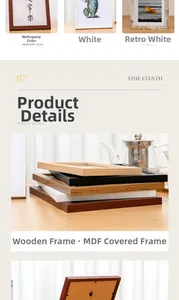 Detailed wood grain textures and MDF structure of minimalist wooden picture frame set