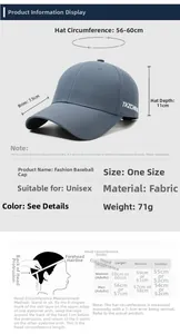 Tabella taglie del cappello da baseball con misure della tesa e della circonferenza