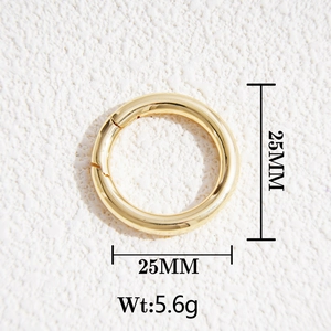 25mm gold round spring ring clasp for jewelry making with polished 18K plating finish