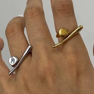 Minimalist 18k gold plated stainless steel irregular open rings in gold and silver