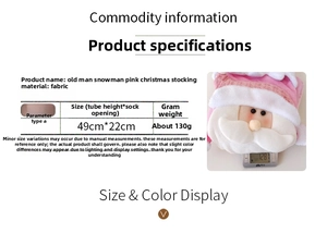 Detailed view of a pink Nordic Christmas stocking with 3D Santa Claus weighing 130g