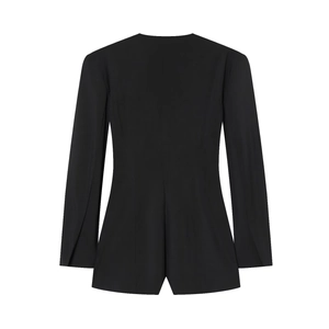 Combishort blazer croisé noir pour femme avec coupe ajustée, vue de dos détaillée