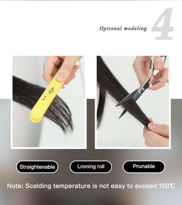 Detail showing straightenable and heat resistant synthetic fiber hair up to 150°C