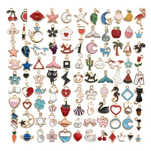 Assorted 100pcs colorful enamel alloy charms for DIY jewelry making and handmade crafts
