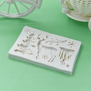 Christmas tree and reindeer silicone fondant mold for DIY cake decorating and baking