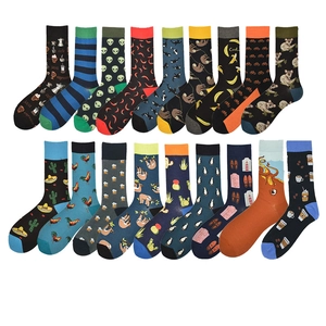 Variety pack of cotton crew socks featuring colorful cartoon animal and food patterns
