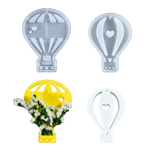Stampo in silicone a forma di mongolfiera con cuore per decorazioni floreali fai-da-te